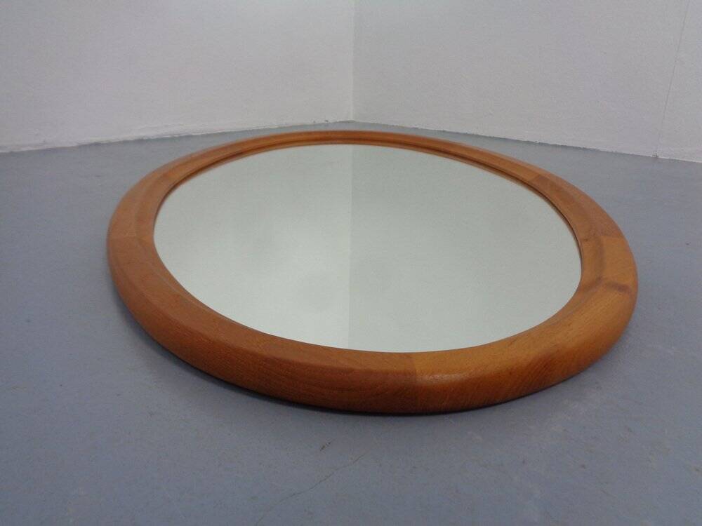 Large Danish Oval 501 Mirror in Teak by Aksel Kjersgaard, 1960s
