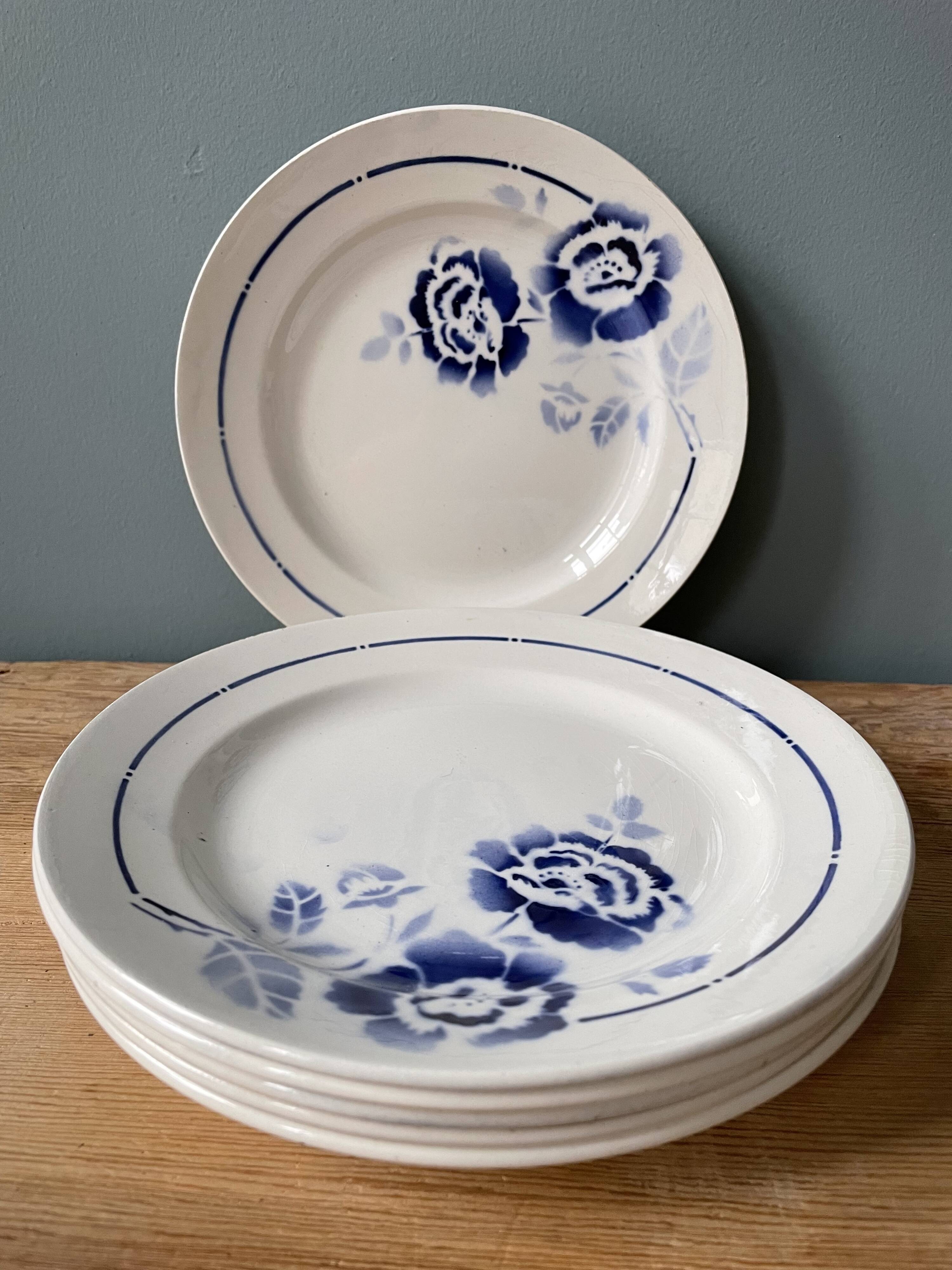 Set of 6 vintage plates in St Amand earthenware, made in France