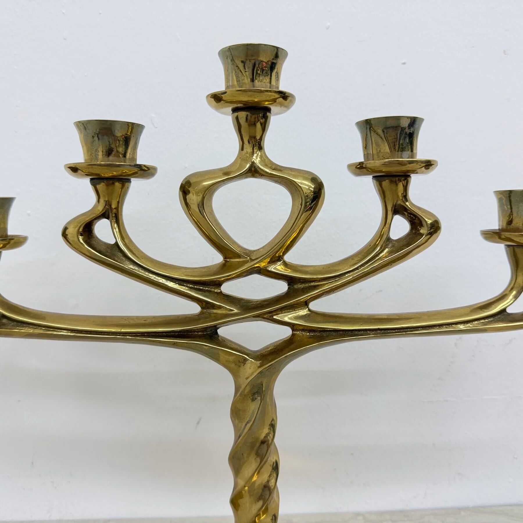 Mid-century large brutalist solid bronze candleholder, 1970s