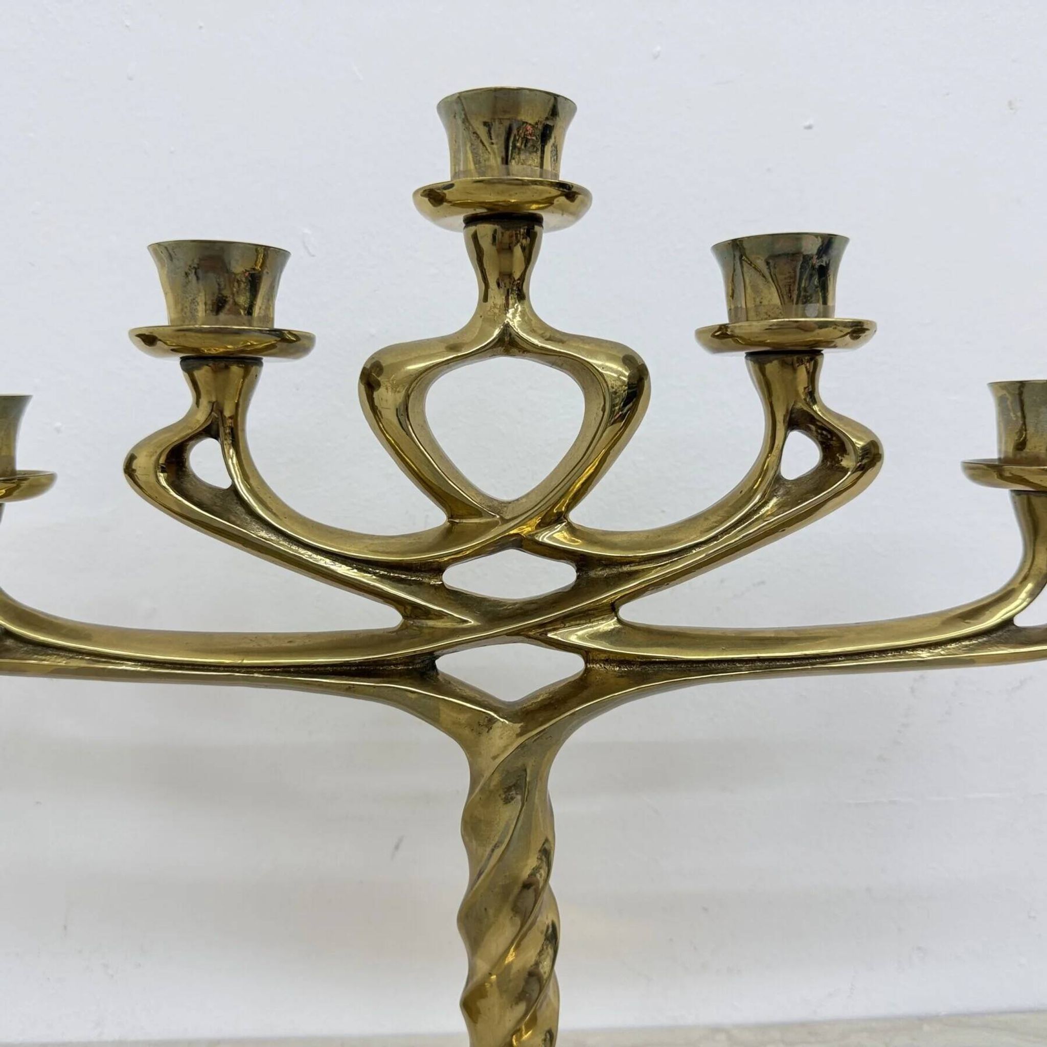 Mid-century large brutalist solid bronze candleholder, 1970s