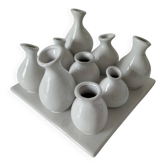 Multiple vintage white soliflore – centrepiece with 9 ceramic vases