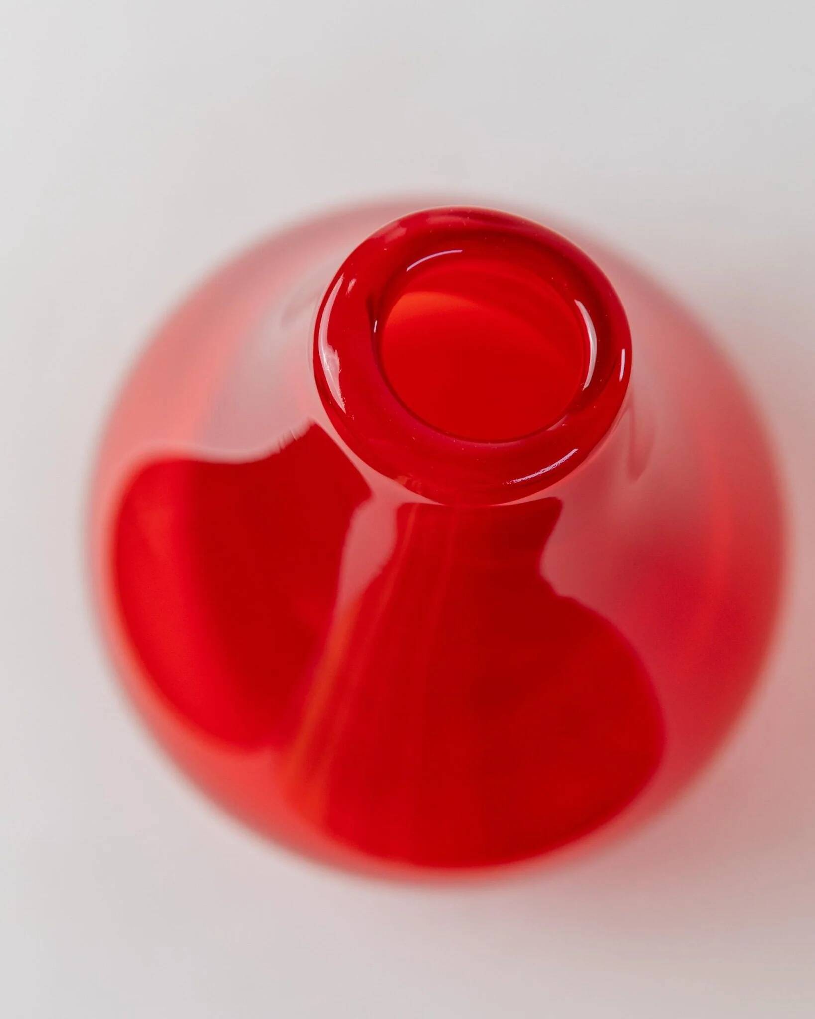 Vintage red Murano glass vase - Italy 1970s
