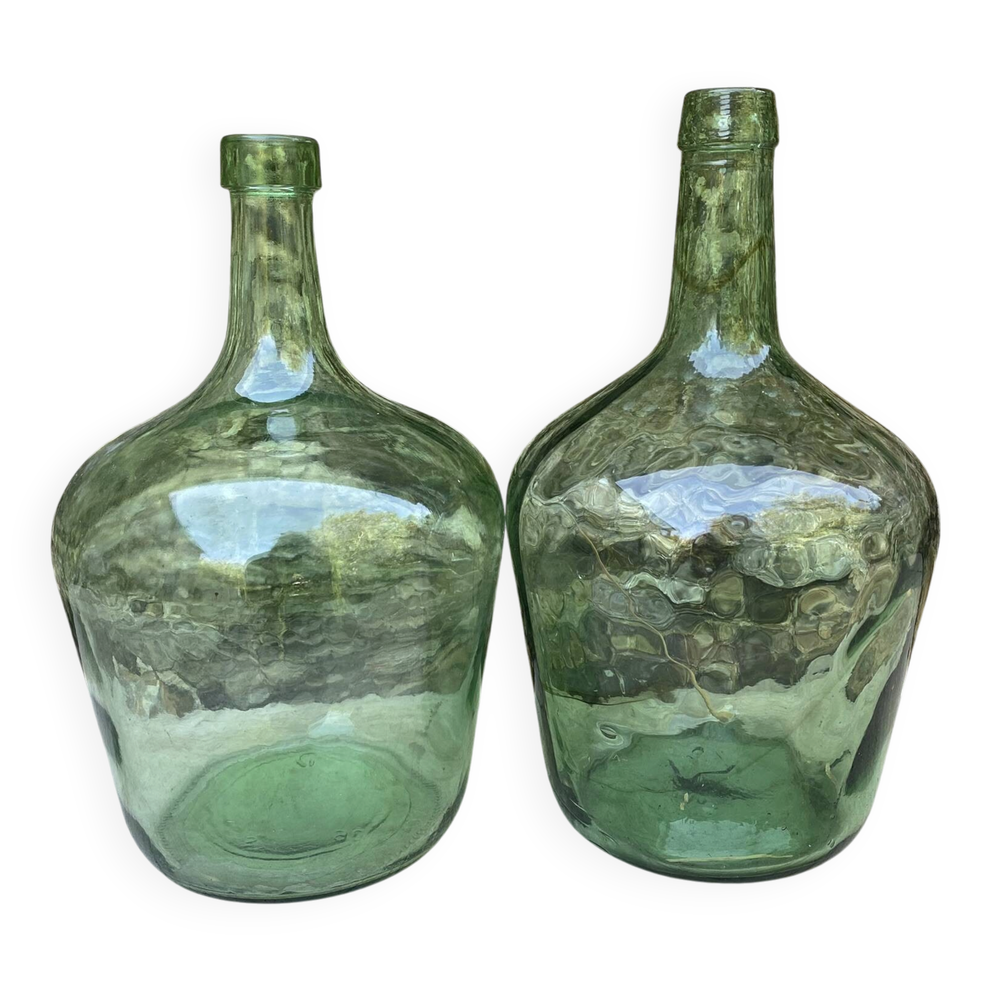 set of tinted glass demijohns