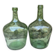 set of tinted glass demijohns