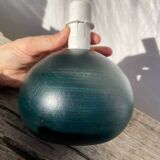 Wooden lamp base, ball-shaped, painted dark green, 1980