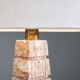 Geometric pyramid shaped travertine-onyx table lamp