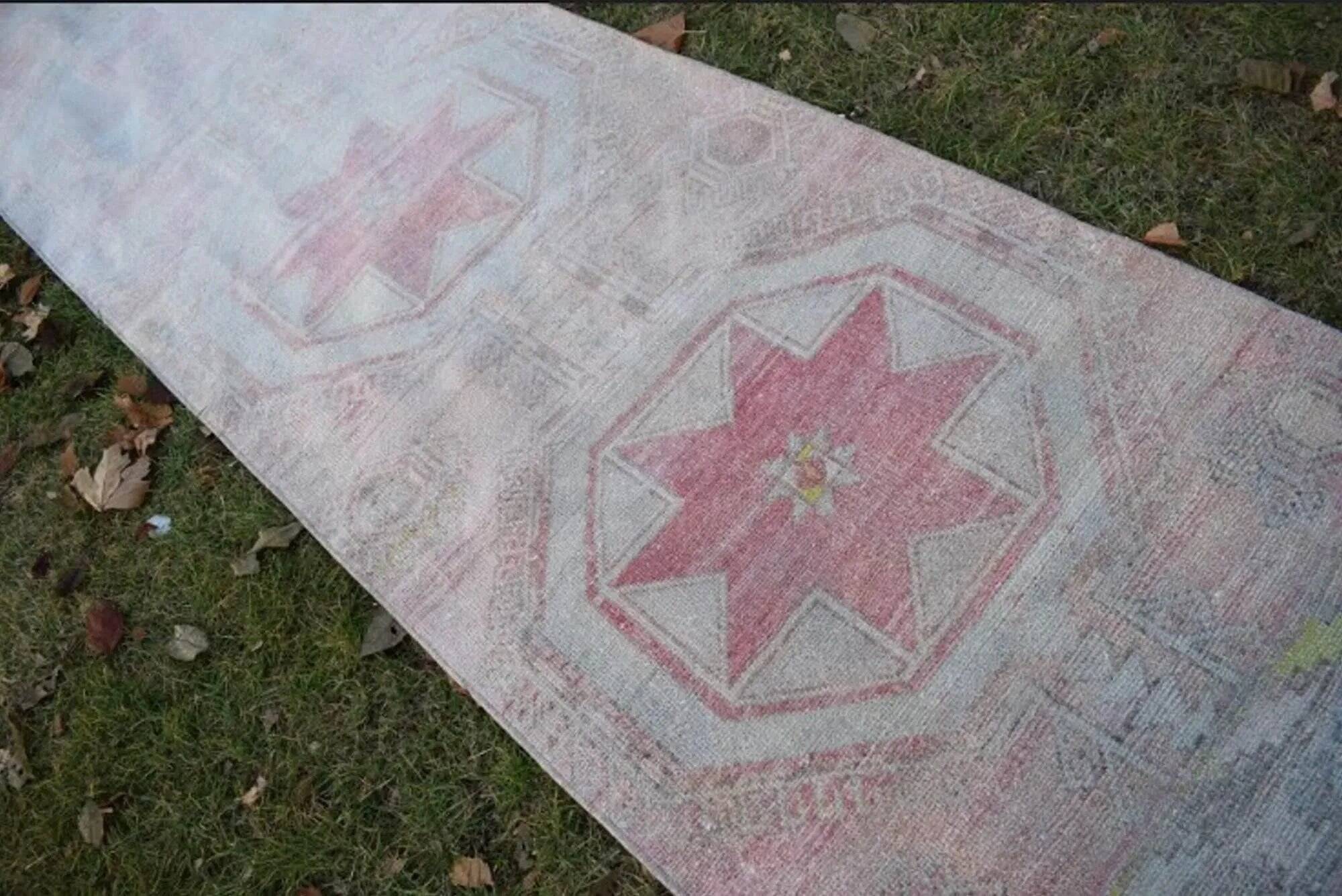 Vintage Turkish hallway rug 87x385 cm