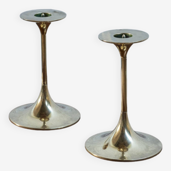 2x Brass Candle Holder by Max Brüel for Torben Ørskov, 1960s Denmark