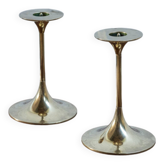 2x Brass Candle Holder by Max Brüel for Torben Ørskov, 1960s Denmark