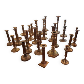 set of 30 candlesticks and candlesticks in gilded brass