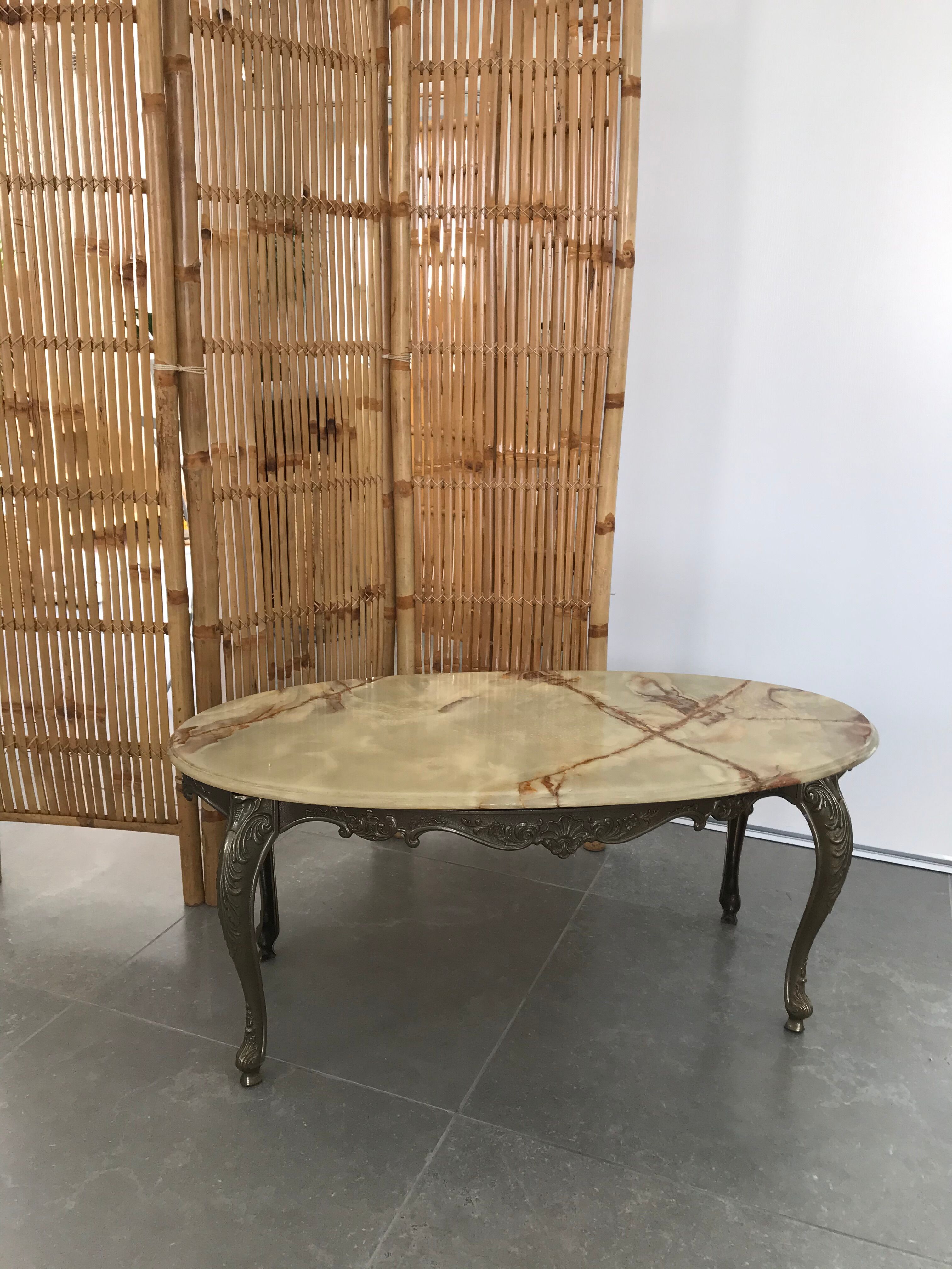 Bronze and onyx coffee table