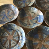 7 stoneware cups signed G Méténier