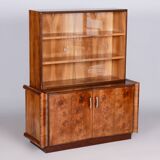Restored Art Deco Walnut Bookcase, Revived Polish, Czech, 1930s