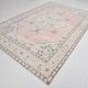 7x10 Large Pink & Beige Madallion Pattern Turkish Rug, 209x305Cm