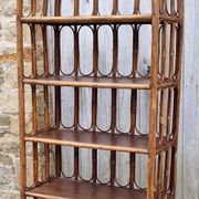 Bookcase bamboo and rattan shelves, Maugrion for Roche Bobois, 80s