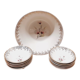 Set salad bowl and 8 Sarreguemines cups
