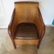 Fauteuil Style Colonial-Rotin tressé-Vintage-coussin simili cuir