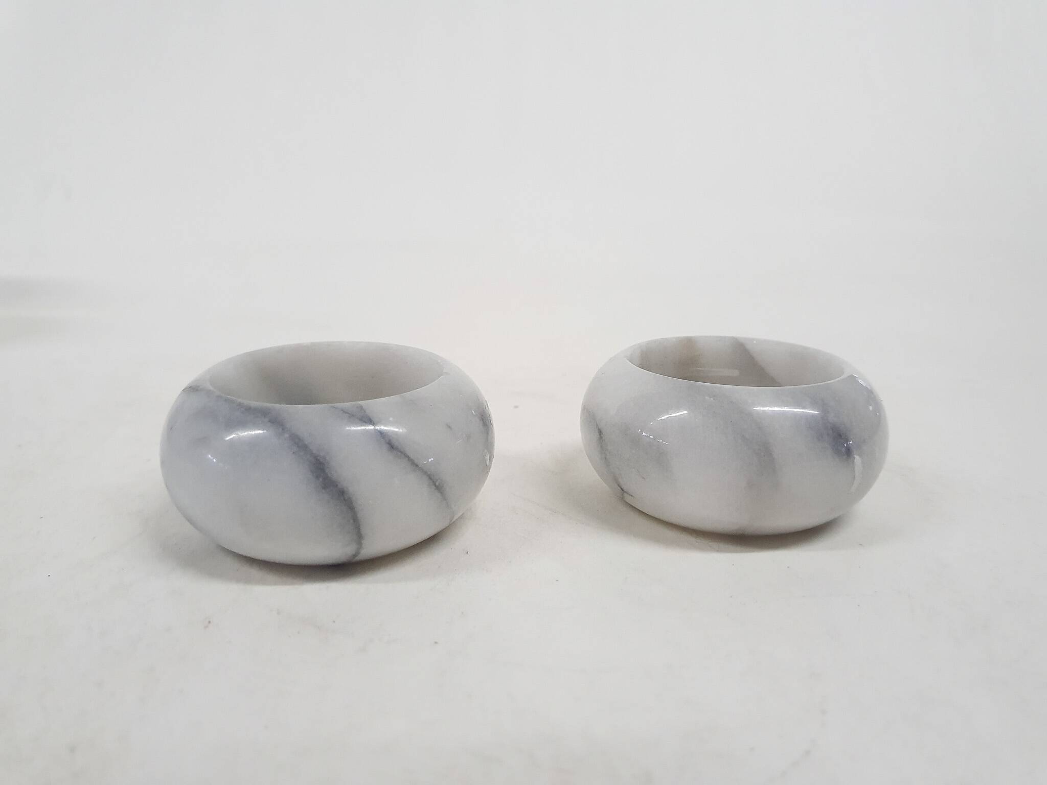 Set of two marble tea light holders, The Netherlands 1970's