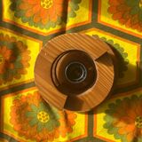 Round pine wall light, 1970