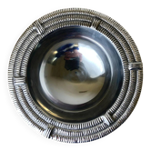 Ridged circular tray, solid aluminium, Spain, 1980s