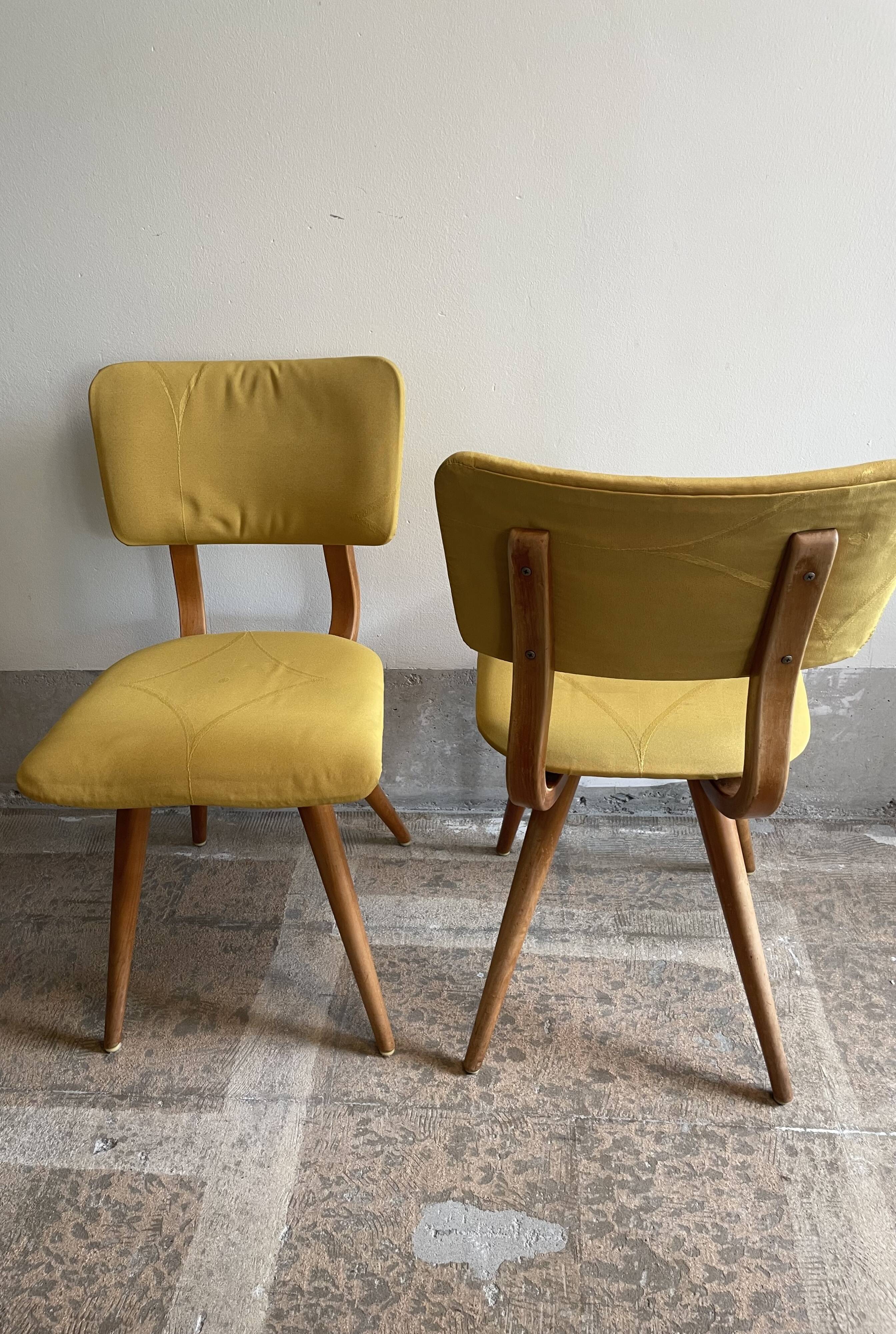 Teak, yellow, Danish dining chairs