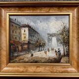 Oil painting on canvas: the Porte Saint Martin Paris 20th century