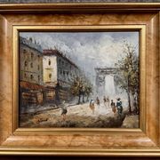 Oil painting on canvas: the Porte Saint Martin Paris 20th century