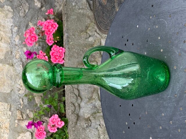 Carafe bottle blown glass glassware of biot stamped vintage