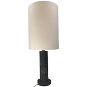 Midcentury brutalist bakelite table lamp, bouclé shade 1960s