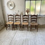 Set of rustic Provençal mulched chairs