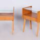 Mid-Century Modern Bedside Tables in Oak and Glass, 1950s, Set of 2