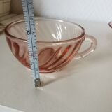 set of 6 pink glass coffee cups and saucers, rosaline