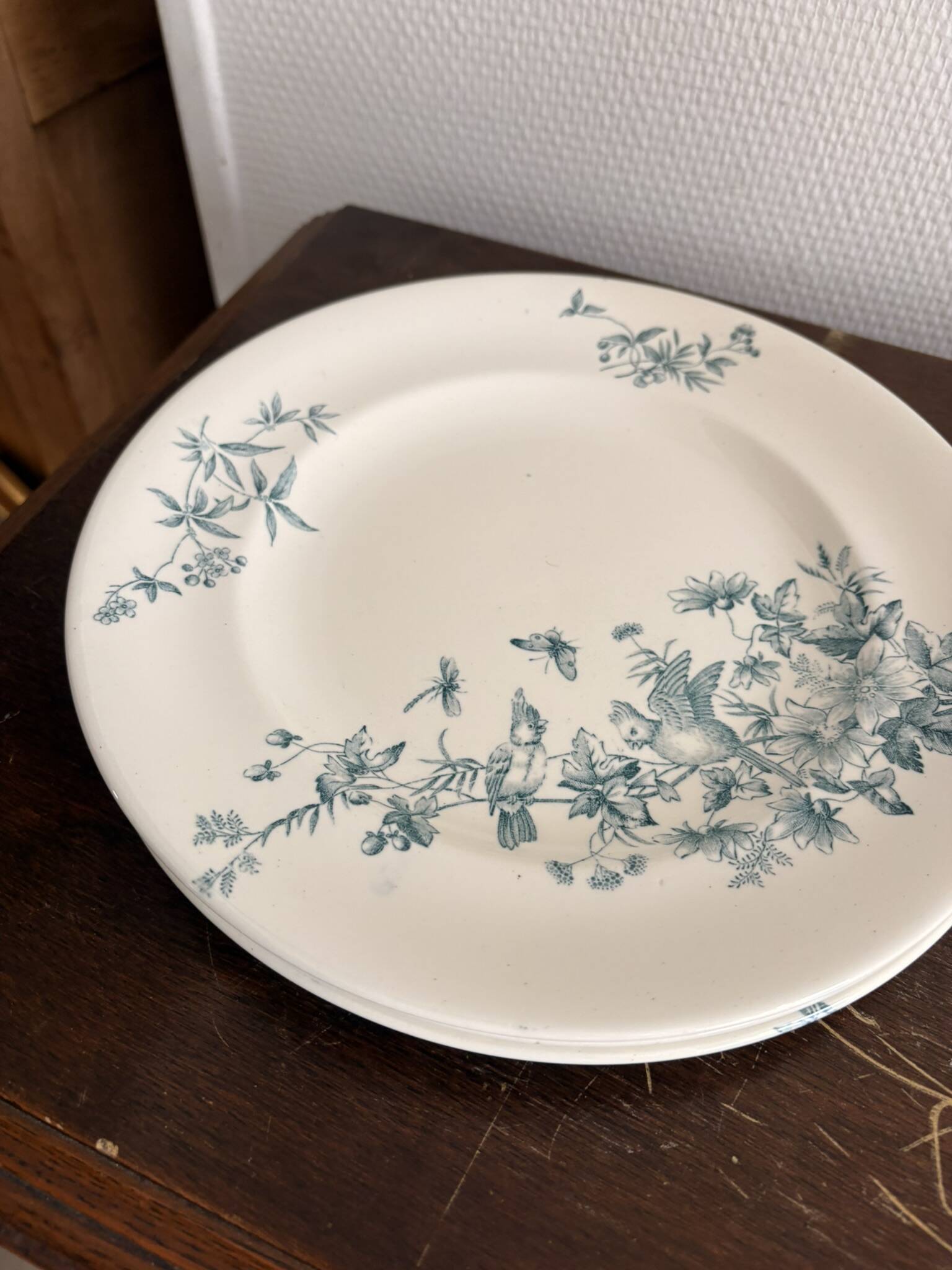 Lot 6 Plate Plates Faience Longwy Model Mignon