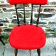 Paire de chaise moumoute rouge année 70