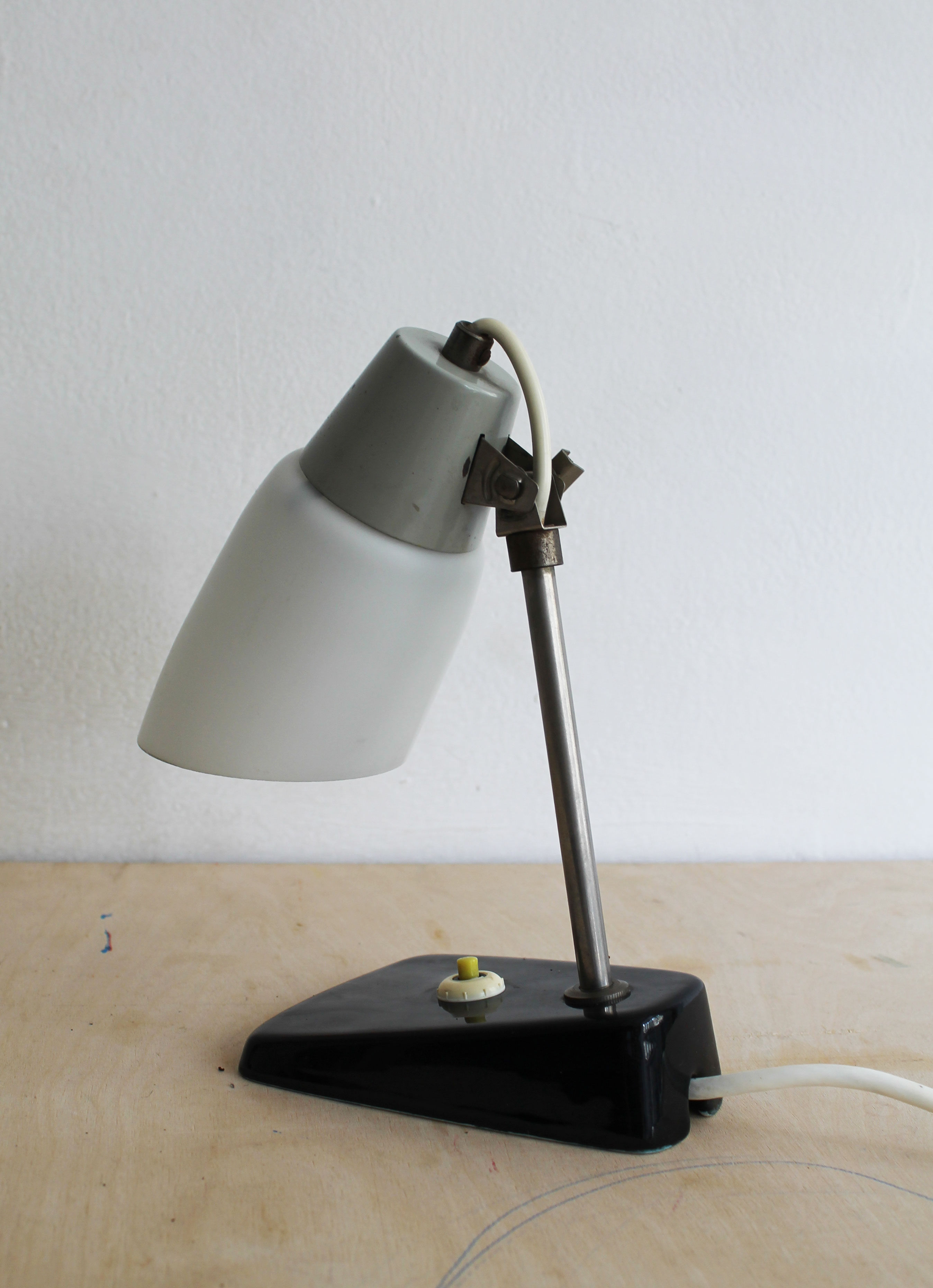 1950s Mid-Century Czech Table Lamp with Ceramic Base