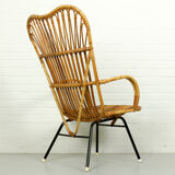 Metal and rattan lounge chair from Rohé Noordwolde, 1960s
