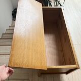 Coffre en bois et rotin