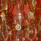 Bronze and crystal chandelier with 4 arms from the early 20th century