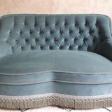 Blue velvet toad sofa
