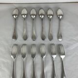 6 forks & 6 spoons Christofle Baguette Fidelio model silver metal