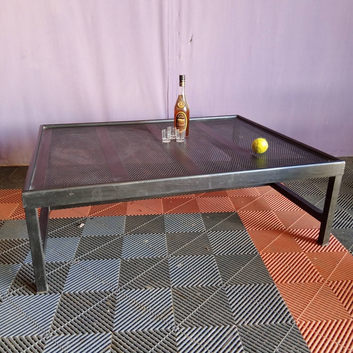 Large industrial metal coffee table