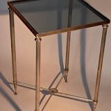 Gold brass side table in neoclassical style, circa 1960.