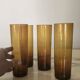 Set of 4 smoky amber brown water/orangeade glasses, France 1970.