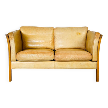 Vintage Scandinavian leather sofa Stoby 1960