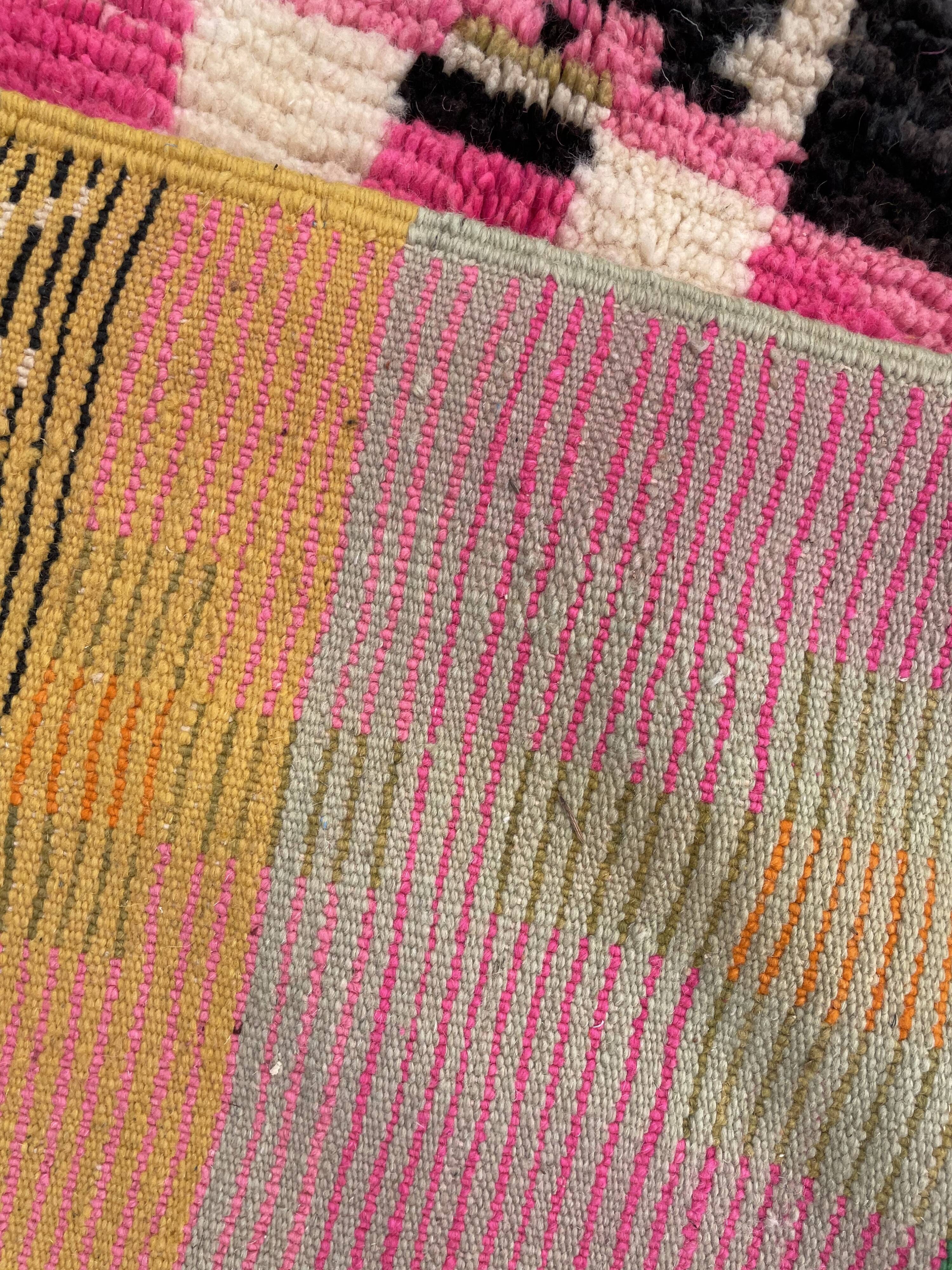 Large pink berber rug in wool boujad new 200x310 cm