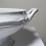 White fine porcelain soup tureen/vegetable dish from Limoges attributed to Barnardaud, vintage.