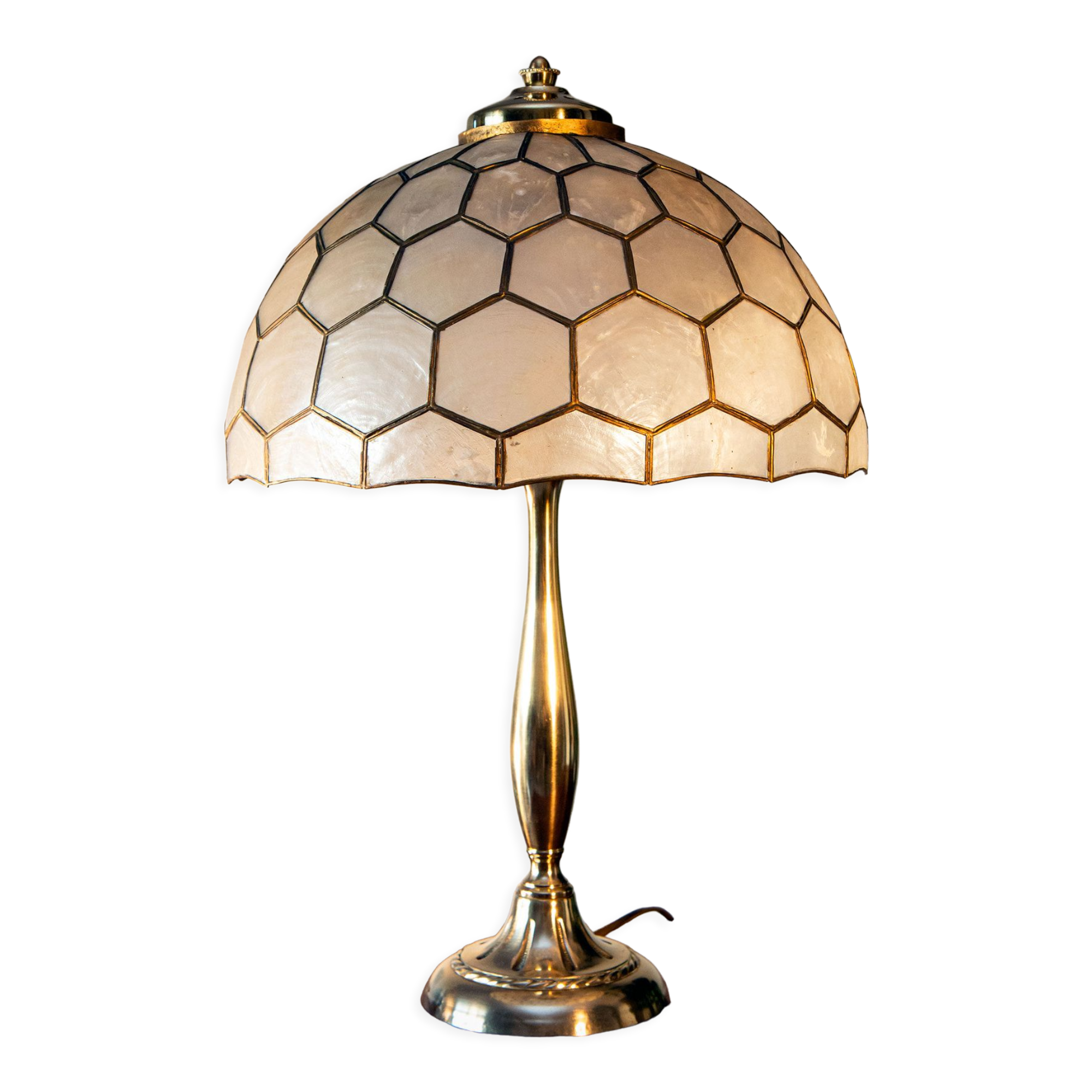 Brass and mother-of-pearl lamp 1960-70
