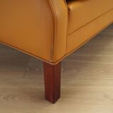 Orange leather sofa, Danish design, 1970s, production: Denmark