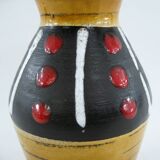 West Germany vase - black and red ochre graphic decor - Scheurich Keramik - vintage 60s