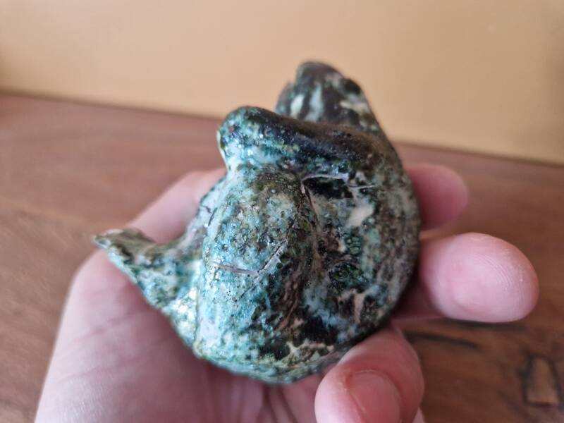Joanna Hair (1955) Ceramic raku glazed toad or frog